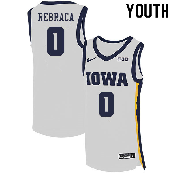 Youth #0 Filip Rebraca Iowa Hawkeyes College Basketball Jerseys Sale-White